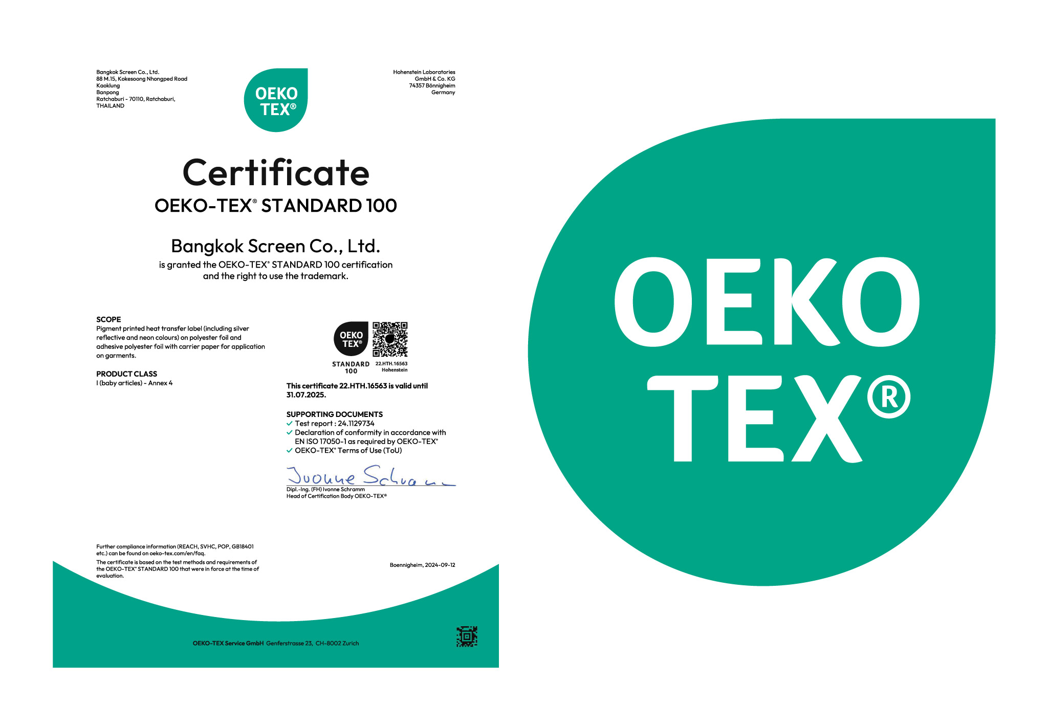 OEKO-TEX Certificate