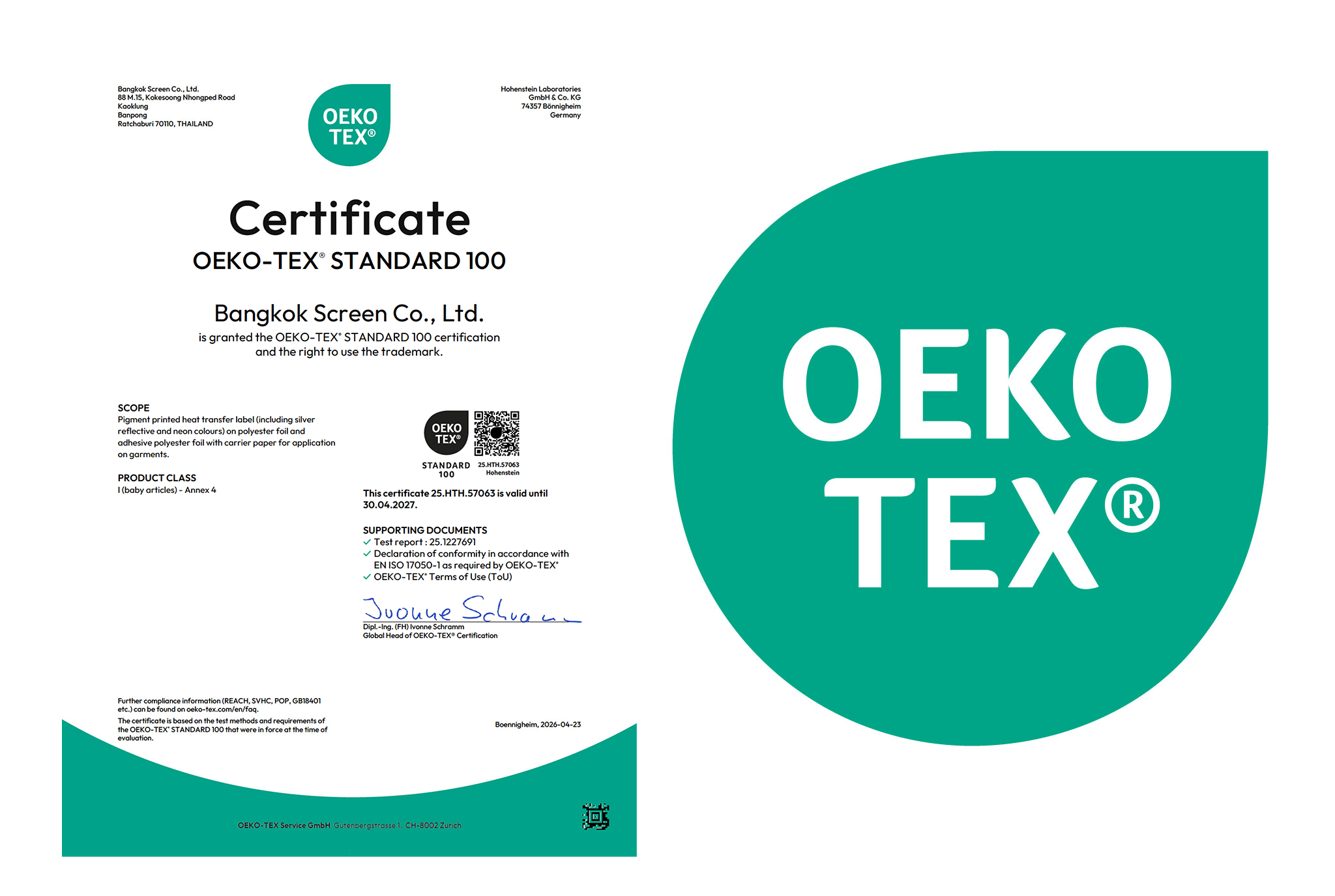 OEKO-TEX STANDARD 100 Class I